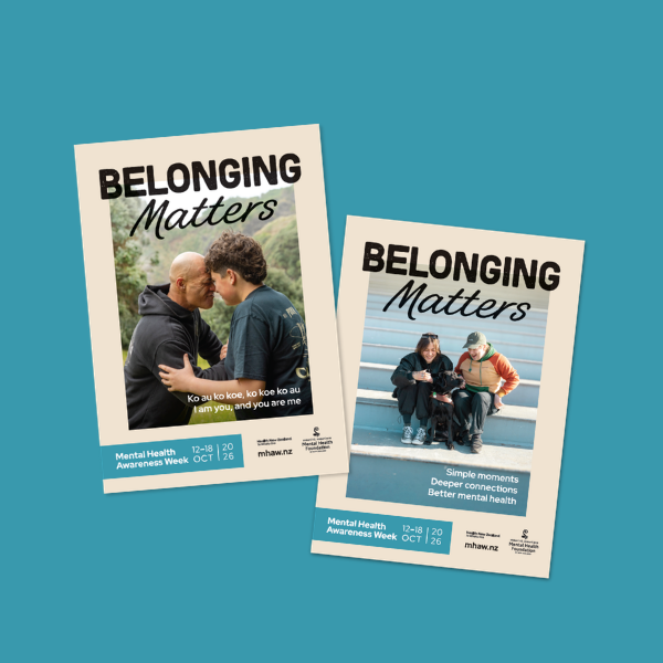Posters of people sharing a moment of belonging. Mental Health Awareness Week 2026.