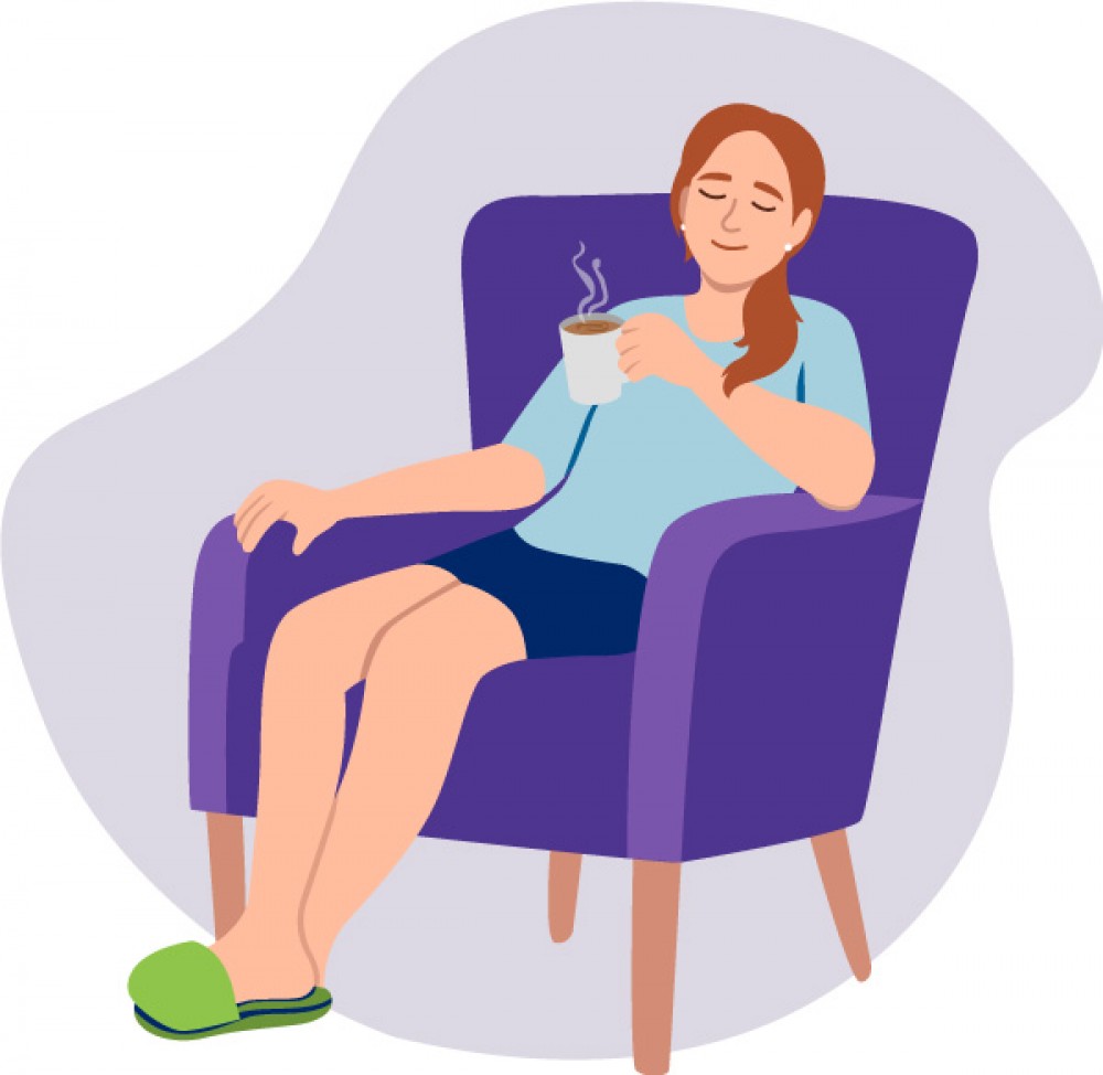 Woman having a cuppa